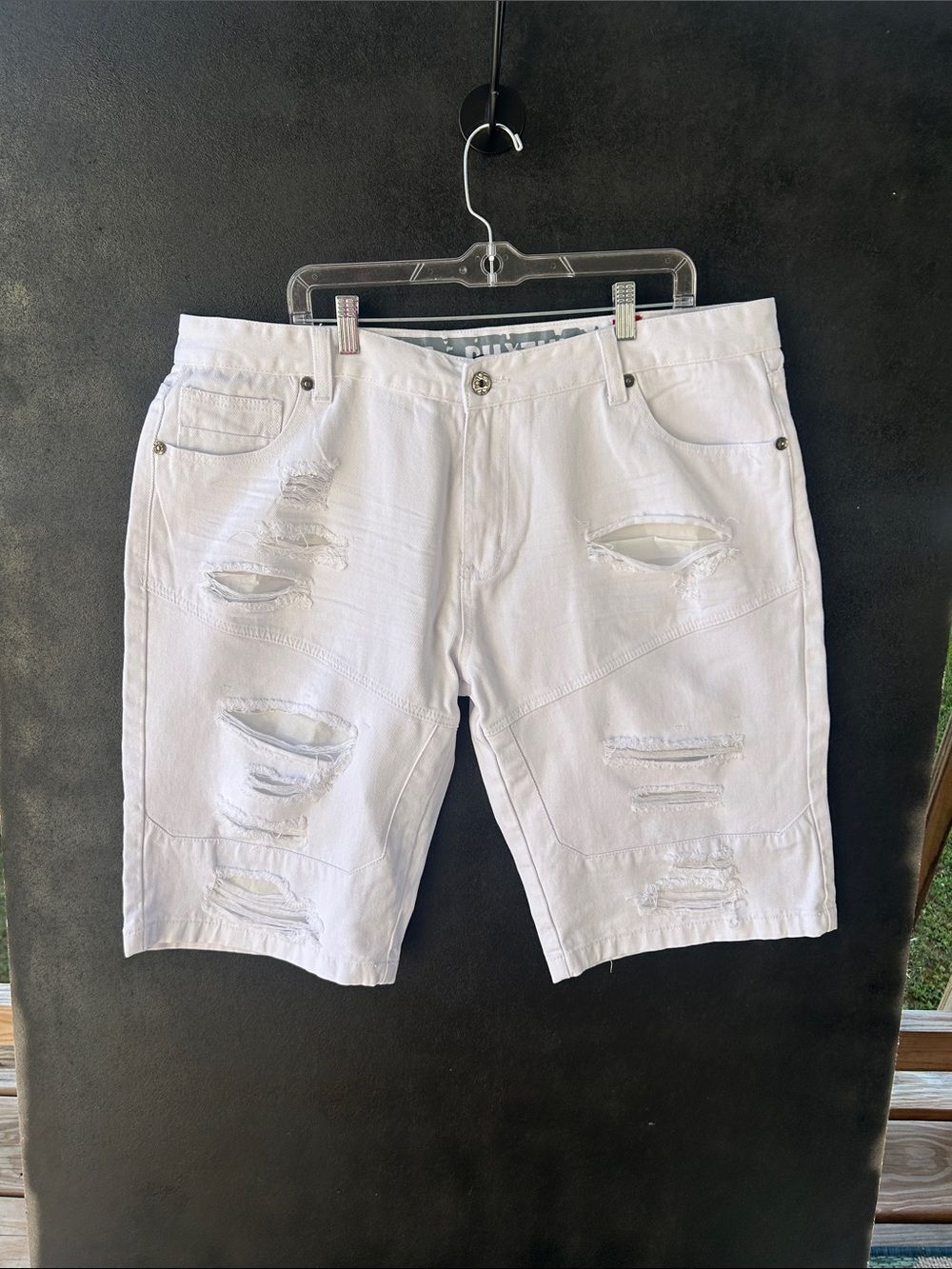 Men's White Distressed Jean Shorts - Classic men’s size 38 #399